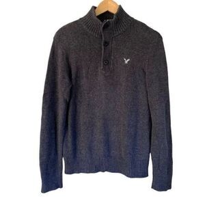 American Eagle Knit Athletic Fit Henley Pullover Sweater